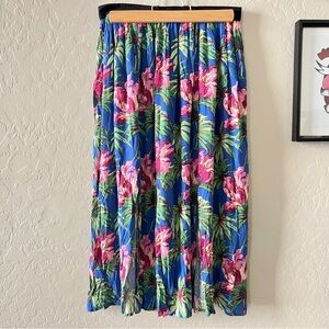 Topshop Tropical Floral Midi Skirt